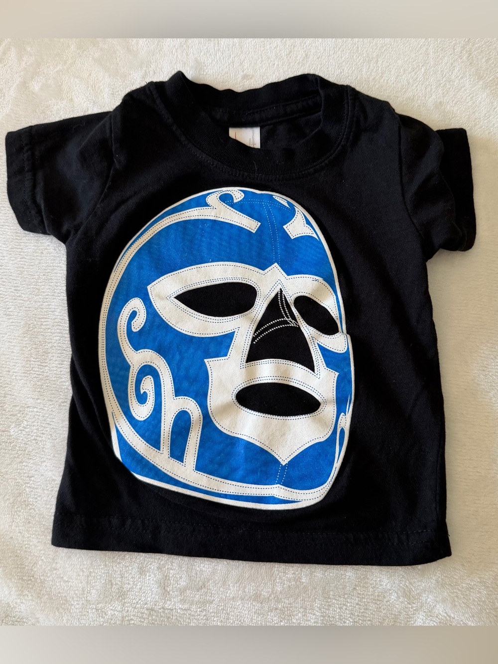 OTTO Black Tee with Blue and White Mask Graphic